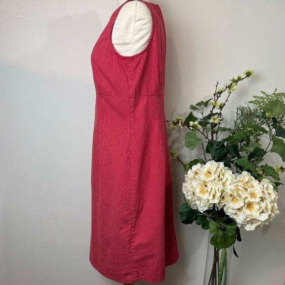 Y2K Liz Claiborne Lizsport Red Micro-Gingham Sheath Dress | Size 10 - Picture 4 of 11